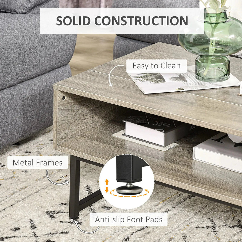 Aosom Coffee Table Modern Lift Top Coffee Table with Hidden Storage and Metal Frame - Available in 2 Colours
