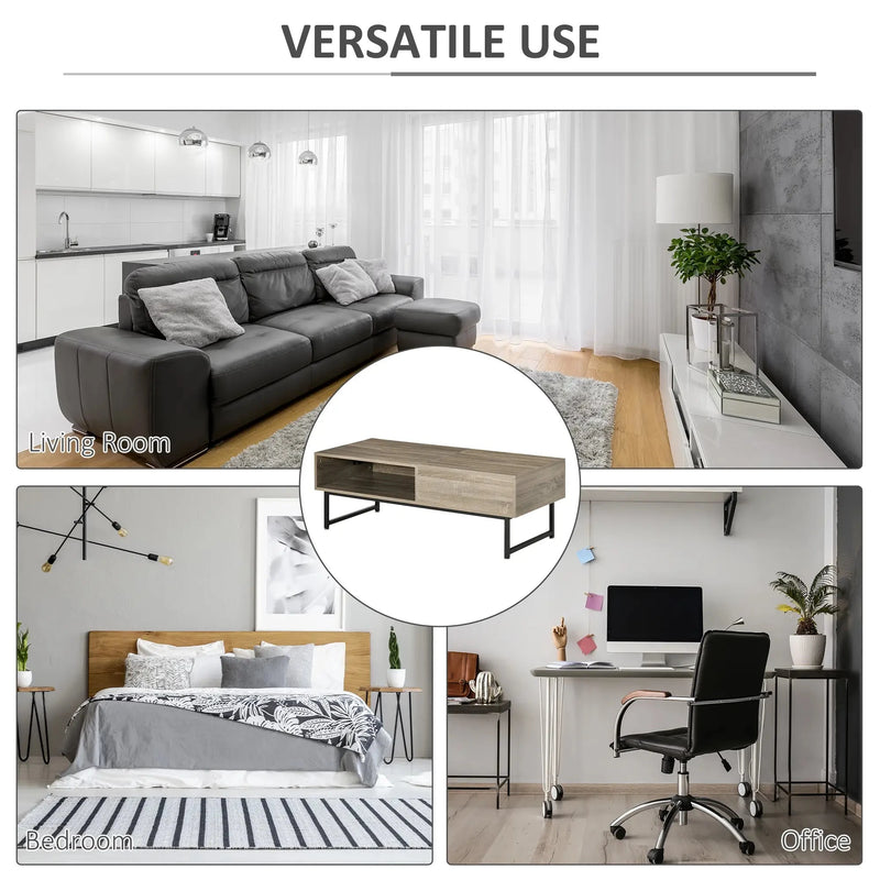 Aosom Coffee Table Modern Lift Top Coffee Table with Hidden Storage and Metal Frame - Available in 2 Colours