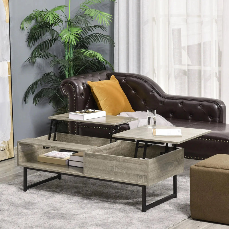 Aosom Coffee Table Modern Lift Top Coffee Table with Hidden Storage and Metal Frame - Available in 2 Colours