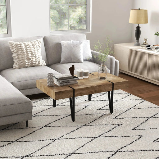 Aosom Homcom Rustic Coffee Table With Steel Hairpin Legs Aosom Homcom Rustic Coffee Table With Steel Hairpin Legs