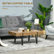 Aosom Coffee Table Rustic Coffee Table With Steel Hairpin Legs in Natural Wood