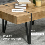 Aosom Coffee Table Rustic Coffee Table With Steel Hairpin Legs in Natural Wood