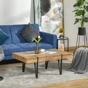 Aosom Coffee Table Rustic Coffee Table With Steel Hairpin Legs in Natural Wood