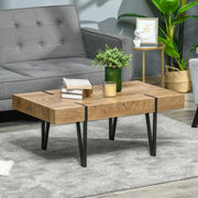 Aosom Coffee Table Rustic Coffee Table With Steel Hairpin Legs in Natural Wood