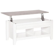 Aosom Coffee Table White Lift Top Coffee Table with Hidden Storage Compartment and Open Shelves - Available in 5 Colours