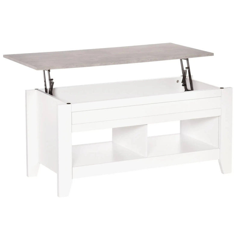 Aosom Coffee Table White Lift Top Coffee Table with Hidden Storage Compartment and Open Shelves - Available in 5 Colours