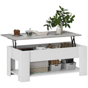 Aosom Coffee Table White Lift Top Coffee Table with Storage and Shelf - Available in 2 Colours