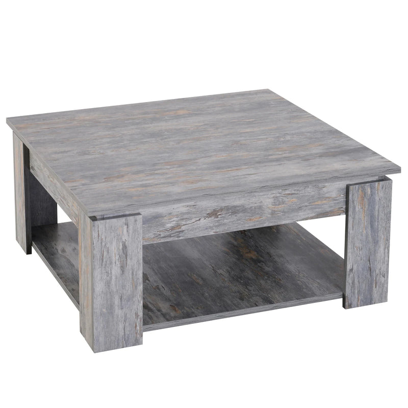 Aosom Coffee Table Wood Grain 2-Tier Simple Modern Coffee Table - Available in 2 Colours