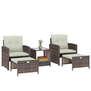 Aosom Conversation Set 5 Piece Outdoor Patio Wicker Chairs, Ottomans and Coffee Table Set - Available in 6 Colours