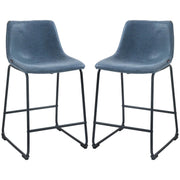 Aosom Counter Stool Counter Bar Stools With Vintage Faux Leather (Set of 2) - Available in 5 Colours