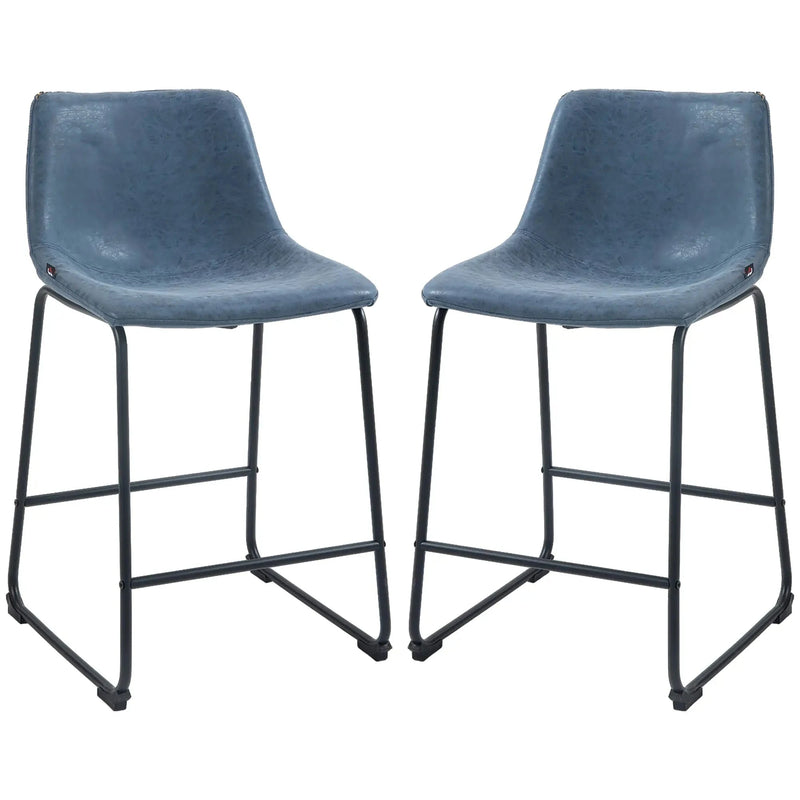 Aosom Counter Stool Counter Bar Stools With Vintage Faux Leather (Set of 2) - Available in 5 Colours