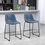 Aosom Counter Stool Counter Bar Stools With Vintage Faux Leather (Set of 2) - Available in 5 Colours