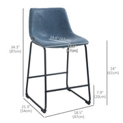 Aosom Counter Stool Counter Bar Stools With Vintage Faux Leather (Set of 2) - Available in 5 Colours