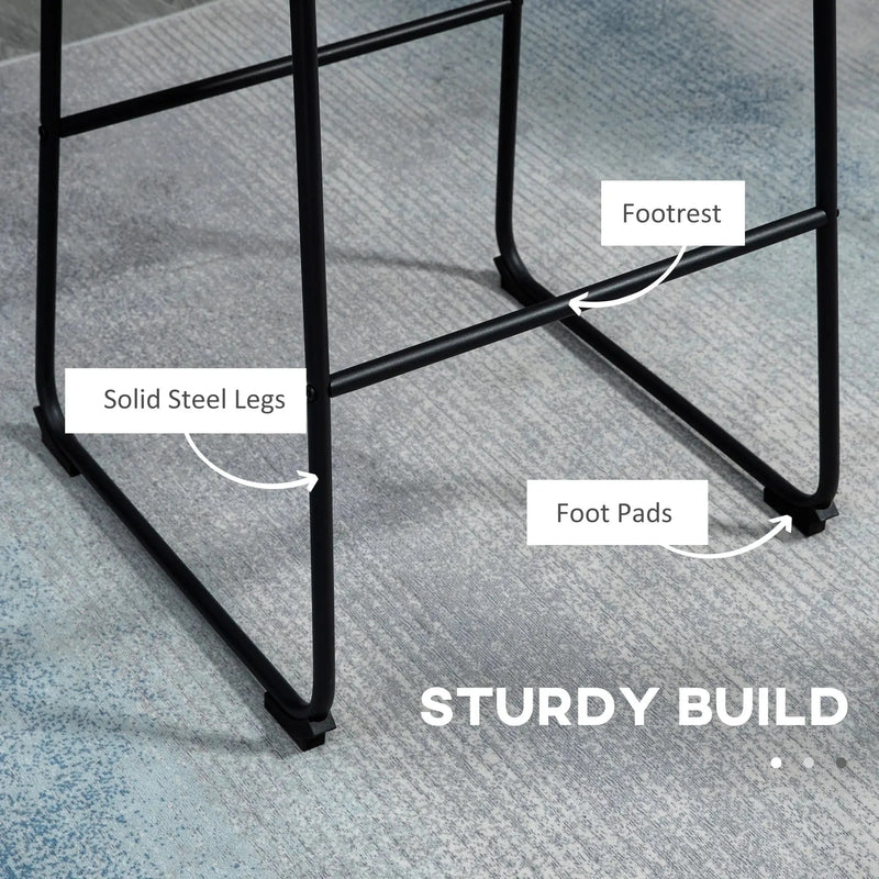 Aosom Counter Stool Counter Bar Stools With Vintage Faux Leather (Set of 2) - Available in 5 Colours