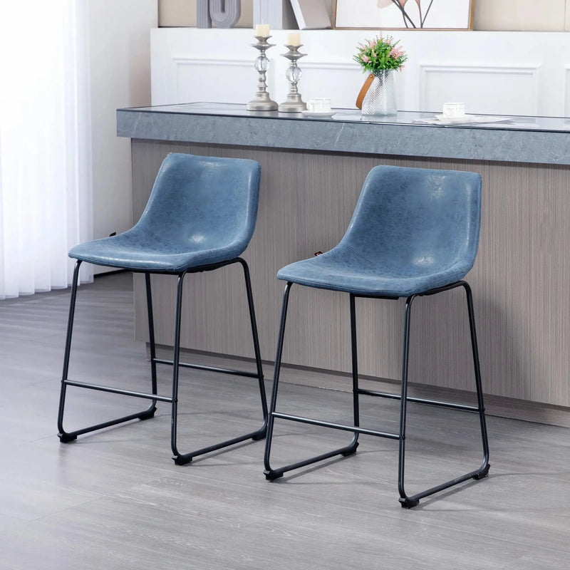 Aosom Counter Stool Counter Bar Stools With Vintage Faux Leather (Set of 2) - Available in 5 Colours