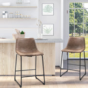 Aosom Counter Stool Counter Bar Stools With Vintage Faux Leather (Set of 2) - Available in 5 Colours