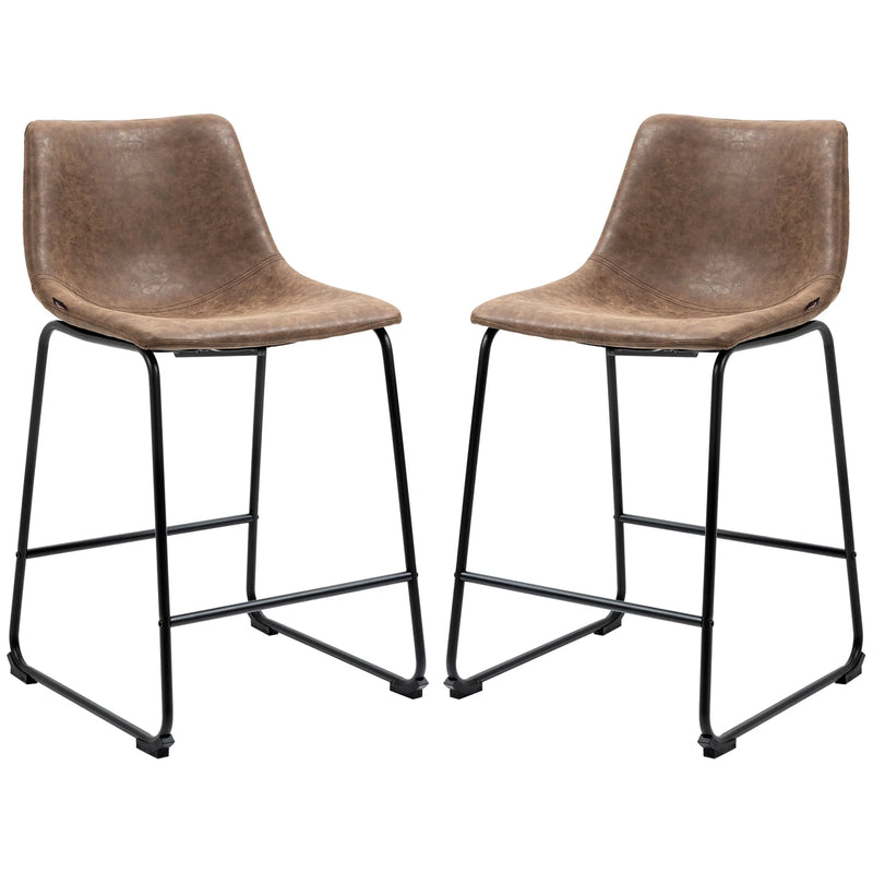 Aosom Counter Stool Counter Bar Stools With Vintage Faux Leather (Set of 2) - Available in 5 Colours