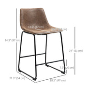 Aosom Counter Stool Counter Bar Stools With Vintage Faux Leather (Set of 2) - Available in 5 Colours
