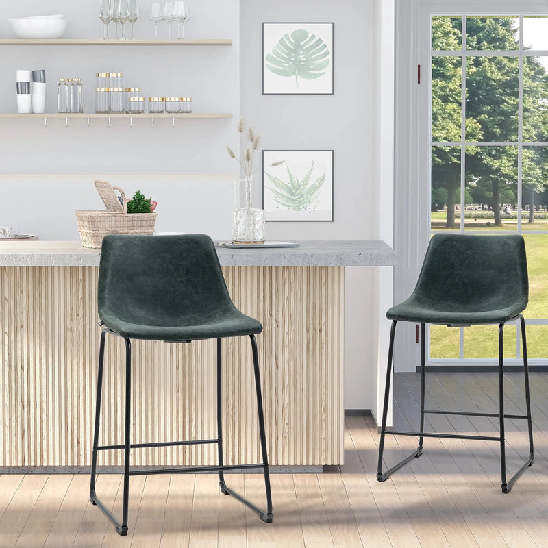 Aosom Counter Stool Counter Bar Stools With Vintage Faux Leather (Set of 2) - Available in 5 Colours