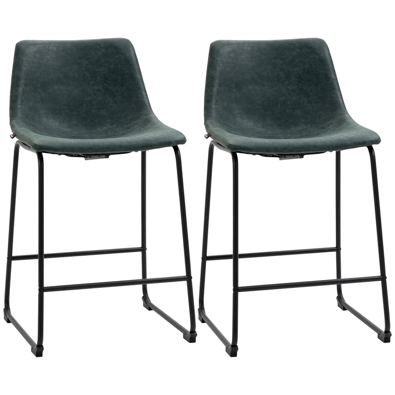 Aosom Counter Stool Counter Bar Stools With Vintage Faux Leather (Set of 2) - Available in 5 Colours