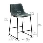 Aosom Counter Stool Counter Bar Stools With Vintage Faux Leather (Set of 2) - Available in 5 Colours