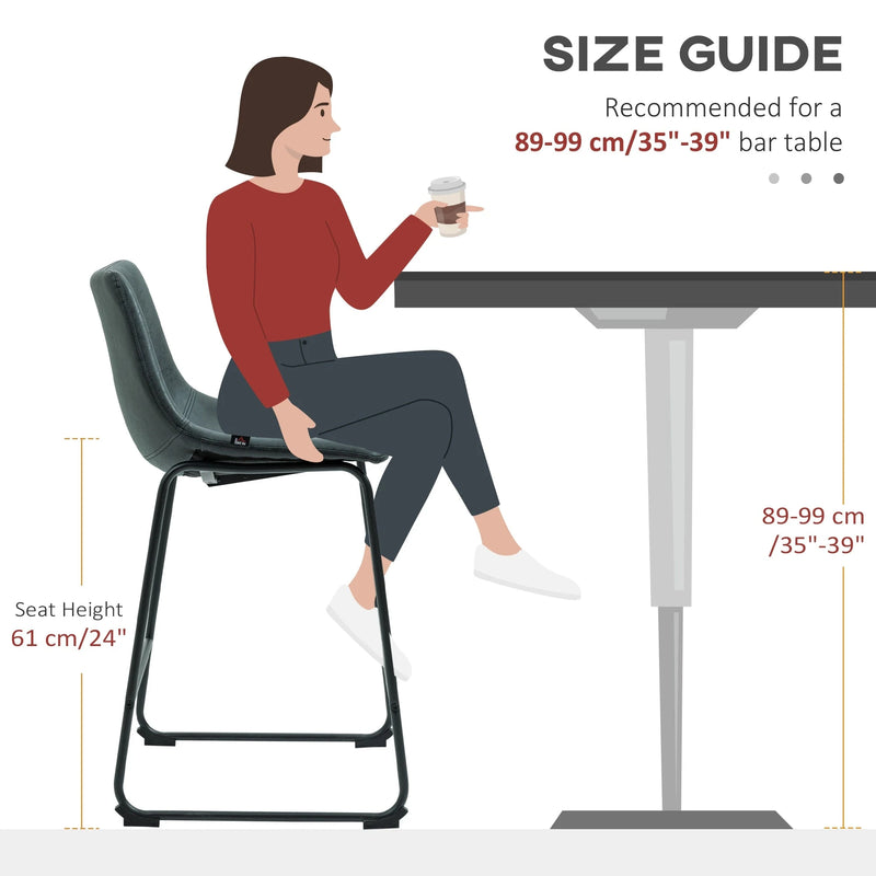 Aosom Counter Stool Counter Bar Stools With Vintage Faux Leather (Set of 2) - Available in 5 Colours