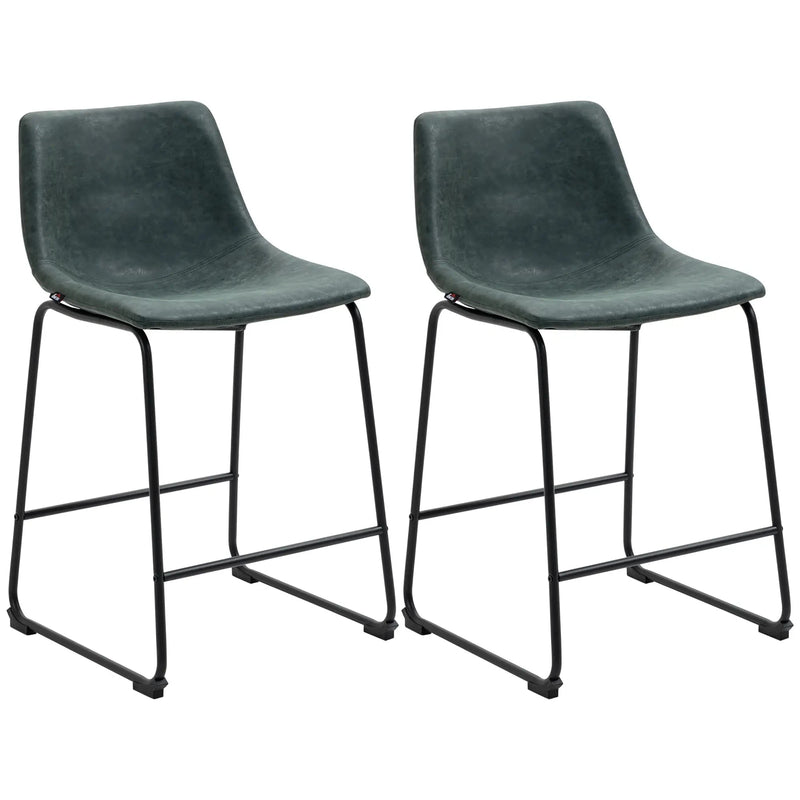 Aosom Counter Stool Counter Bar Stools With Vintage Faux Leather (Set of 2) - Available in 5 Colours