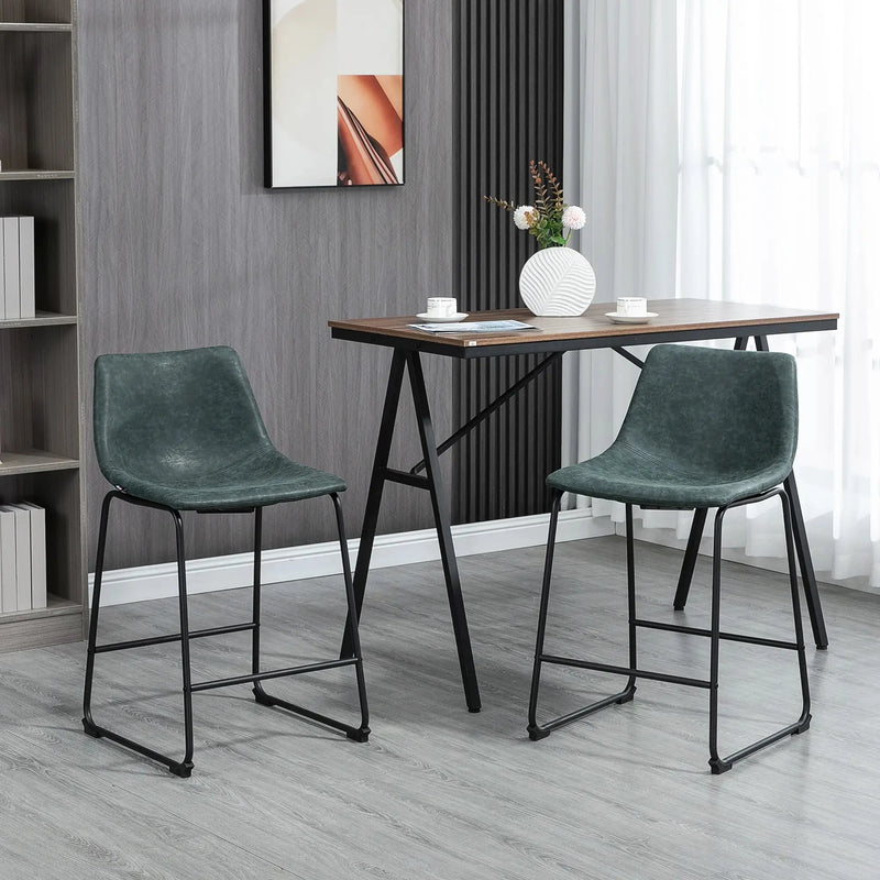 Aosom Counter Stool Counter Bar Stools With Vintage Faux Leather (Set of 2) - Available in 5 Colours