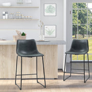 Aosom Counter Stool Counter Bar Stools With Vintage Faux Leather (Set of 2) - Available in 5 Colours