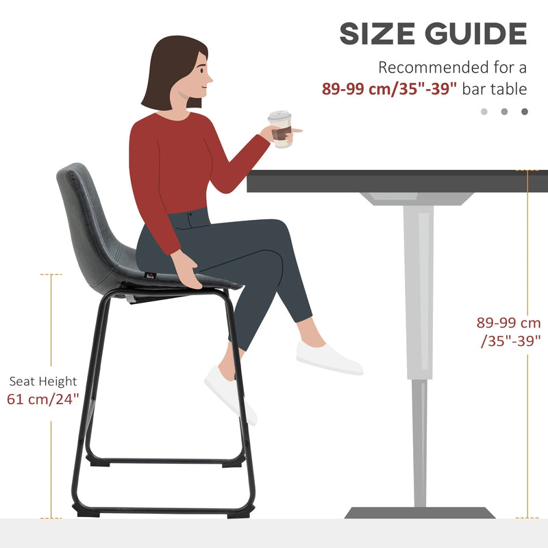 Aosom Counter Stool Counter Bar Stools With Vintage Faux Leather (Set of 2) - Available in 5 Colours