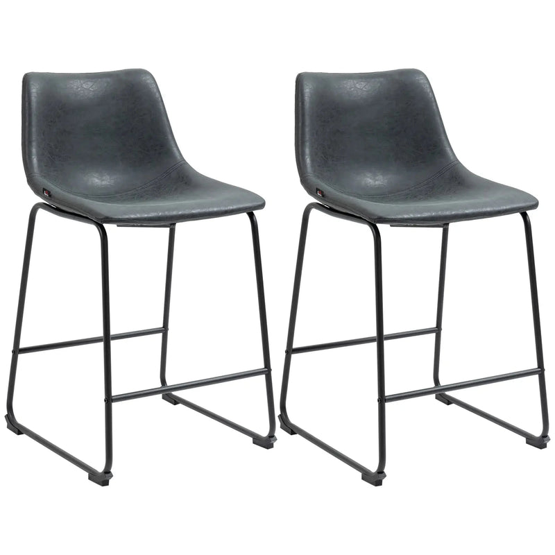 Aosom Counter Stool Counter Bar Stools With Vintage Faux Leather (Set of 2) - Available in 5 Colours
