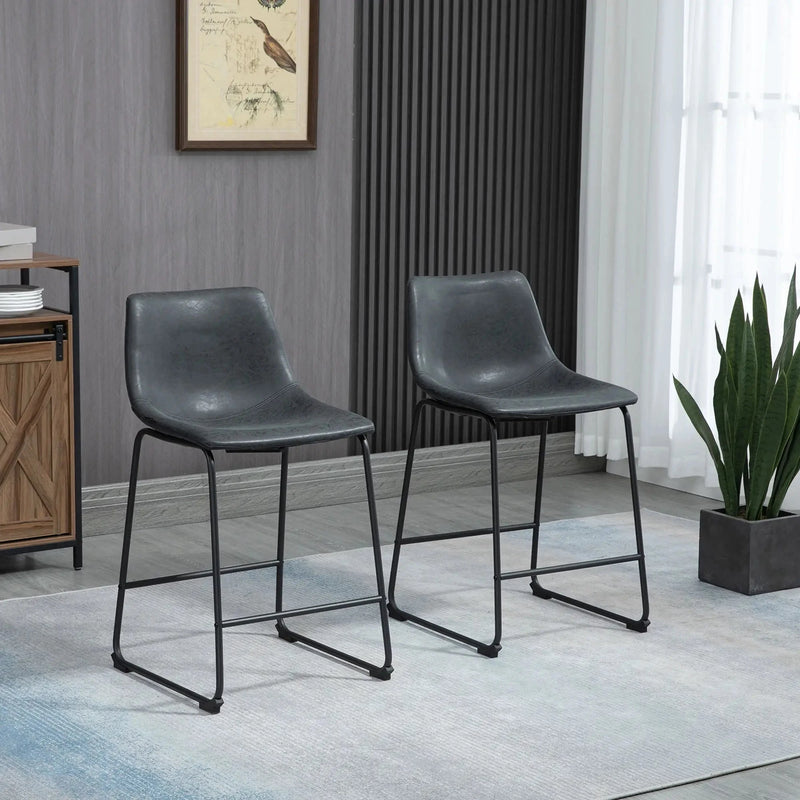 Aosom Counter Stool Counter Bar Stools With Vintage Faux Leather (Set of 2) - Available in 5 Colours