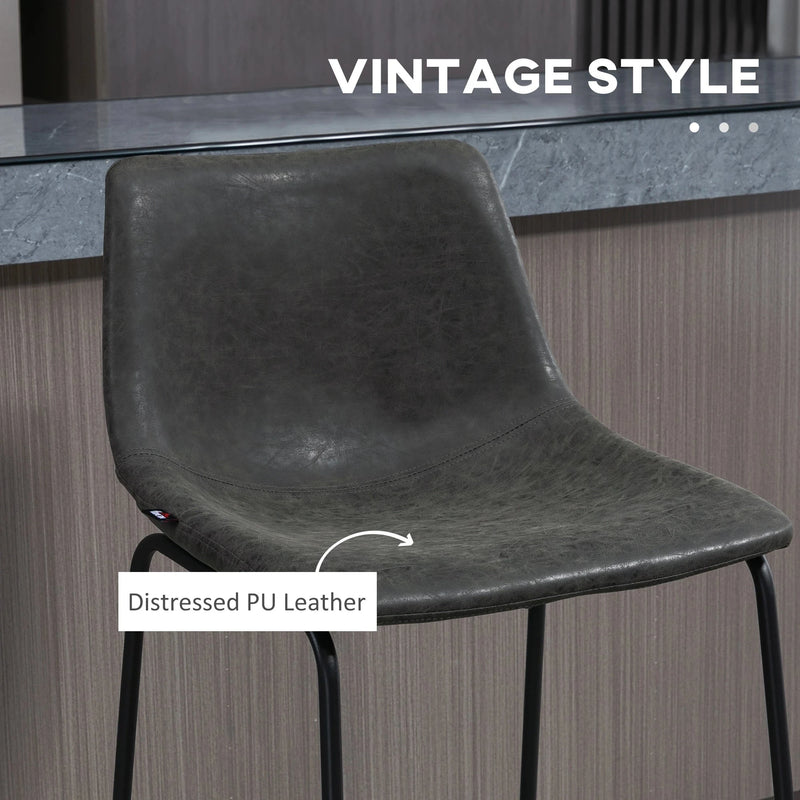 Aosom Counter Stool Counter Bar Stools With Vintage Faux Leather (Set of 2) - Available in 5 Colours