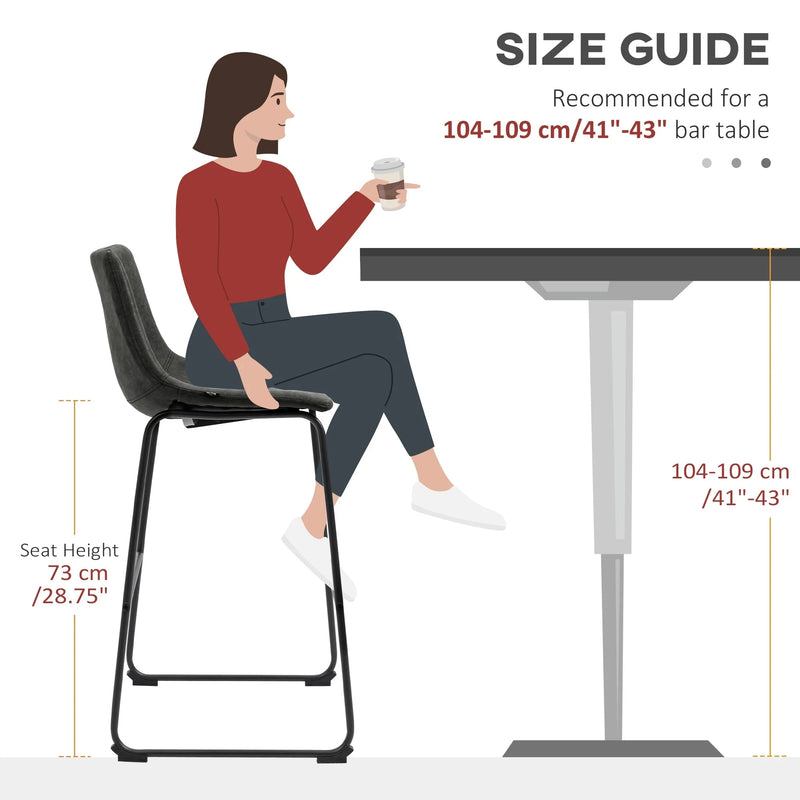 Aosom Counter Stool Counter Bar Stools With Vintage Faux Leather (Set of 2) - Available in 5 Colours