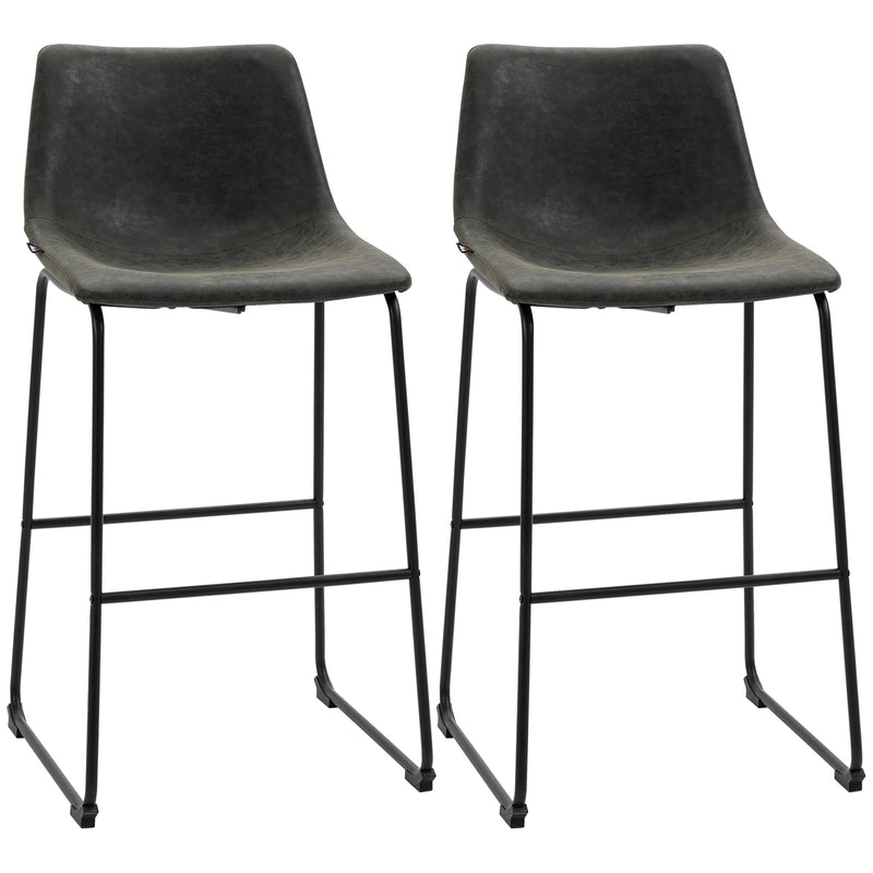 Aosom Counter Stool Dark Green Counter Bar Stools With Vintage Faux Leather (Set of 2) - Available in 5 Colours