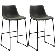 Aosom Counter Stool Dark Grey Counter Bar Stools With Vintage Faux Leather (Set of 2) - Available in 5 Colours