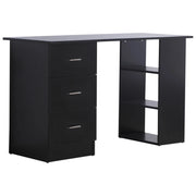 Aosom Desk Black Computer Office Desk With 3 Shelves and 3 Storage Drawers - Available in 3 Colours