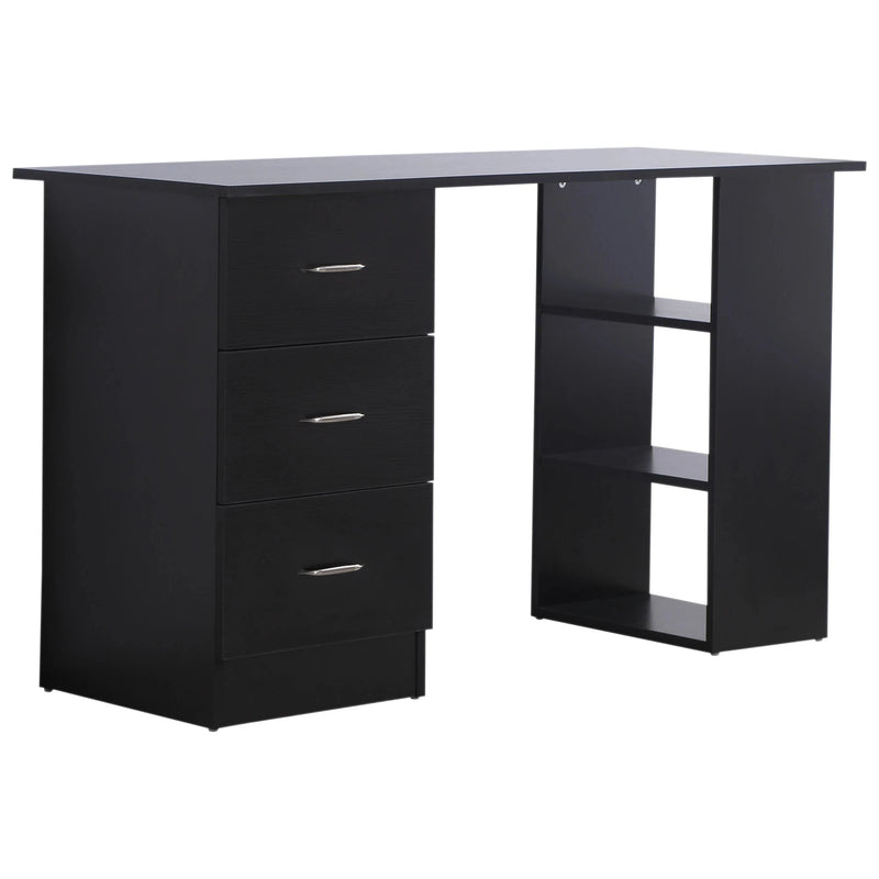 Aosom Desk Black Computer Office Desk With 3 Shelves and 3 Storage Drawers - Available in 3 Colours