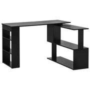 Aosom Desk Black L-Shaped Corner Office Computer Desk with Storage Shelf - Available in 3 Colours