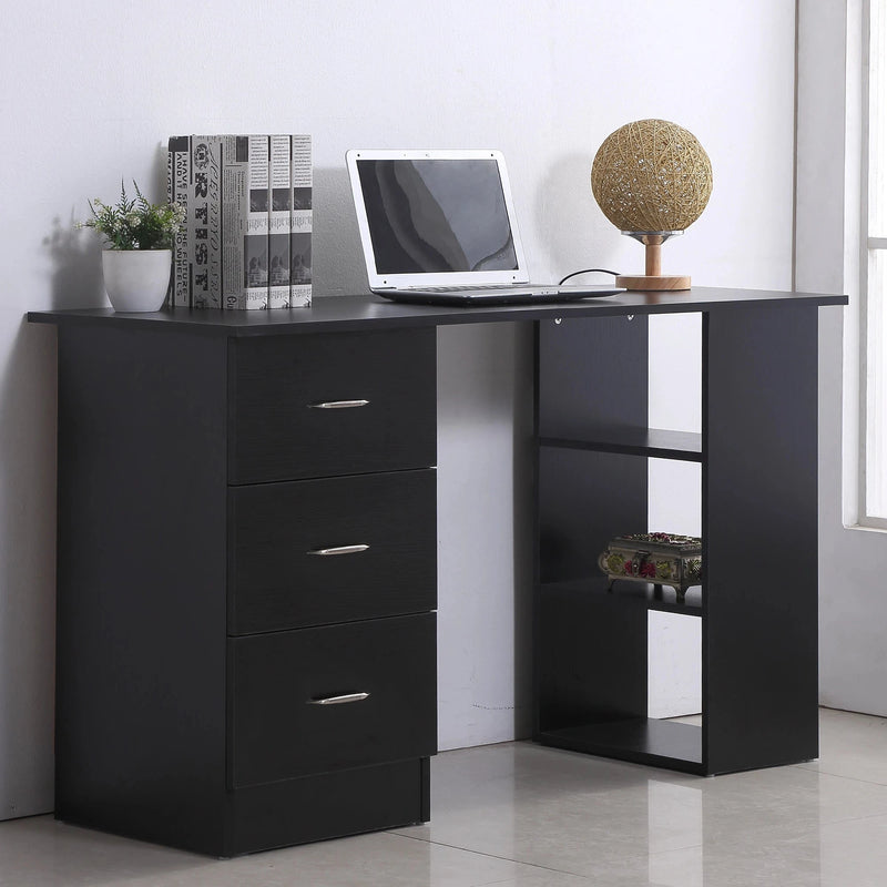 Aosom Desk Computer Office Desk With 3 Shelves and 3 Storage Drawers - Available in 3 Colours
