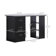 Aosom Desk Computer Office Desk With 3 Shelves and 3 Storage Drawers - Available in 3 Colours