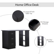 Aosom Desk Computer Office Desk With 3 Shelves and 3 Storage Drawers - Available in 3 Colours