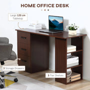 Aosom Desk Computer Office Desk With 3 Shelves and 3 Storage Drawers - Available in 3 Colours