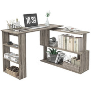 Aosom Desk Grey L-Shaped Corner Office Computer Desk with Storage Shelf - Available in 3 Colours