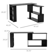 Aosom Desk L-Shaped Corner Office Computer Desk with Storage Shelf - Available in 3 Colours