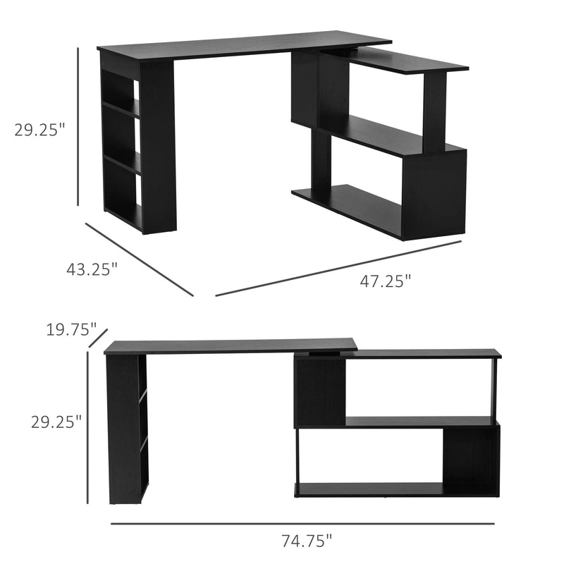 Aosom Desk L-Shaped Corner Office Computer Desk with Storage Shelf - Available in 3 Colours