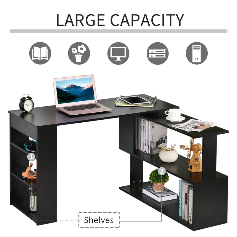Aosom Desk L-Shaped Corner Office Computer Desk with Storage Shelf - Available in 3 Colours