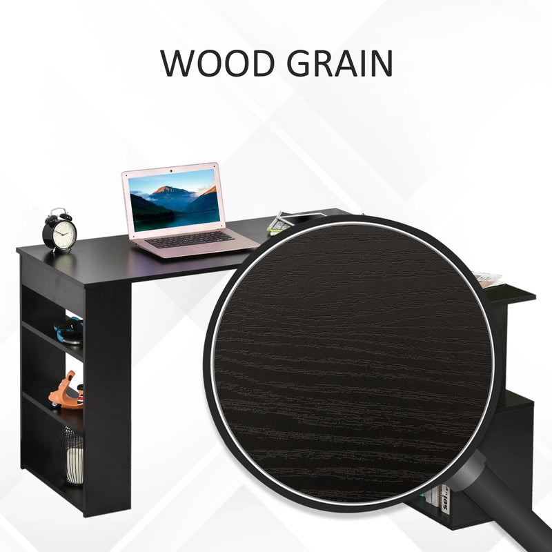 Aosom Desk L-Shaped Corner Office Computer Desk with Storage Shelf - Available in 3 Colours