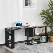 Aosom Desk L-Shaped Corner Office Computer Desk with Storage Shelf - Available in 3 Colours
