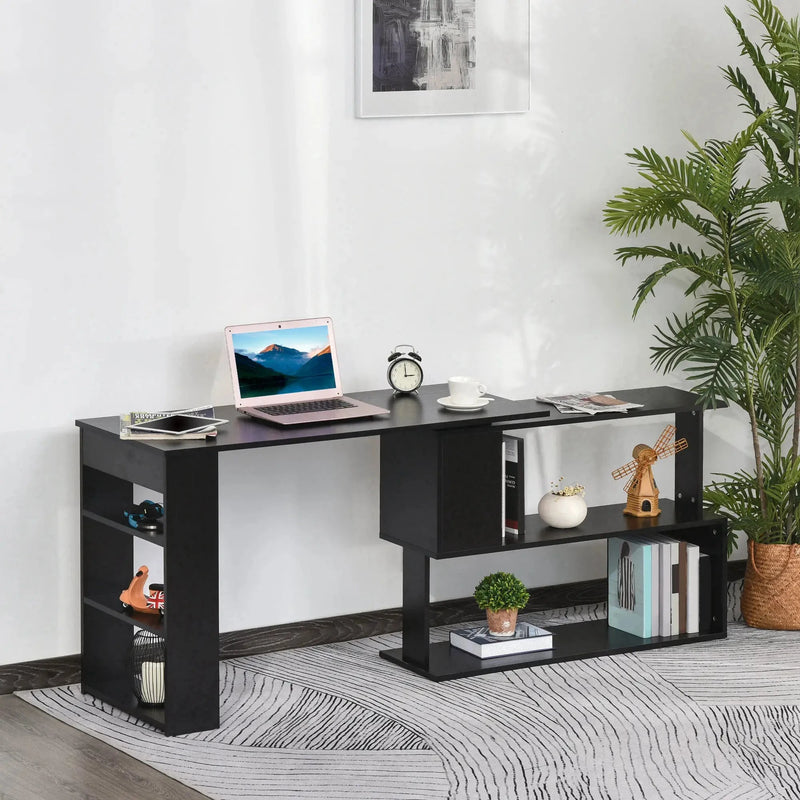 Aosom Desk L-Shaped Corner Office Computer Desk with Storage Shelf - Available in 3 Colours